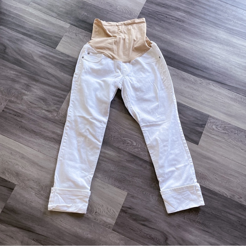 Indigo Blue White Maternity Capri’s